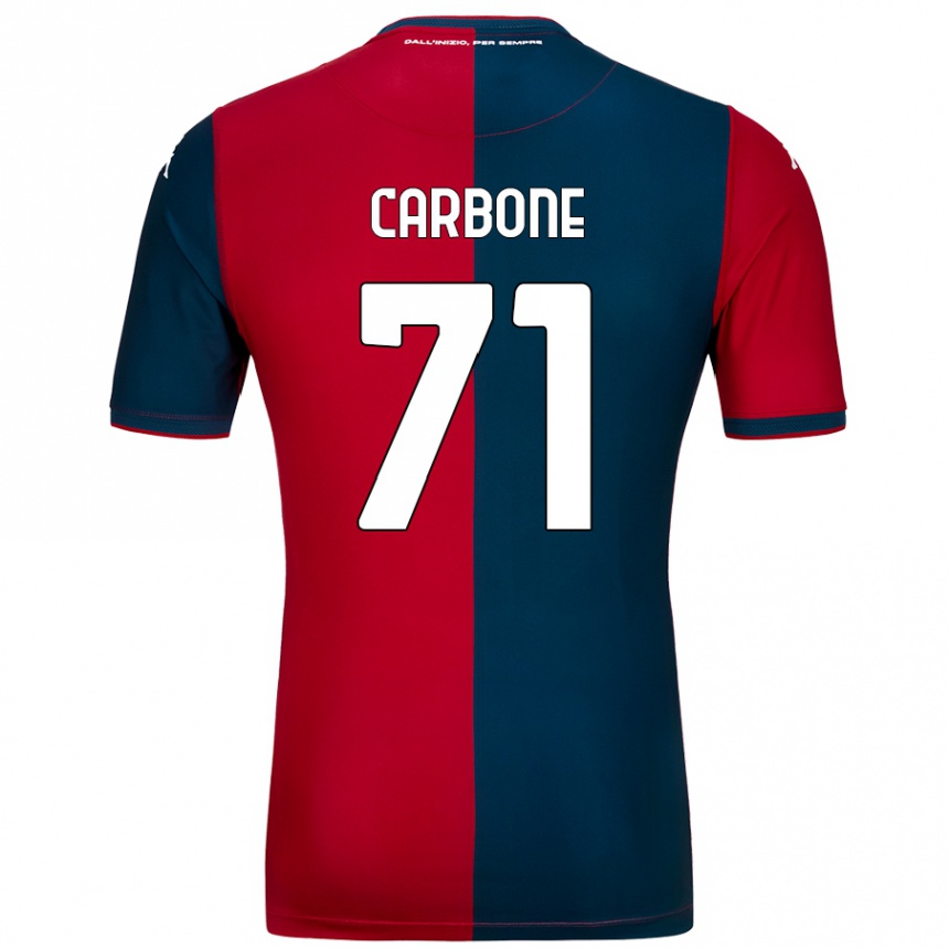 キッズフットボールFilippo Carbone#71赤 ダークブルーホームシャツ2024/25ジャージーユニフォーム