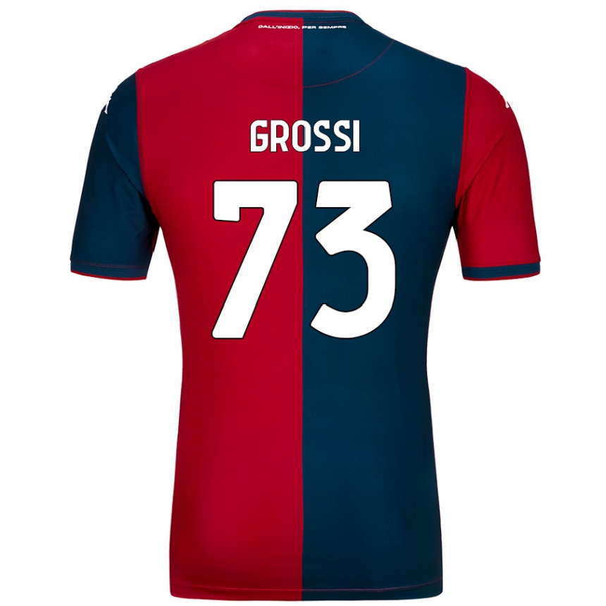 キッズフットボールJacopo Grossi#73赤 ダークブルーホームシャツ2024/25ジャージーユニフォーム