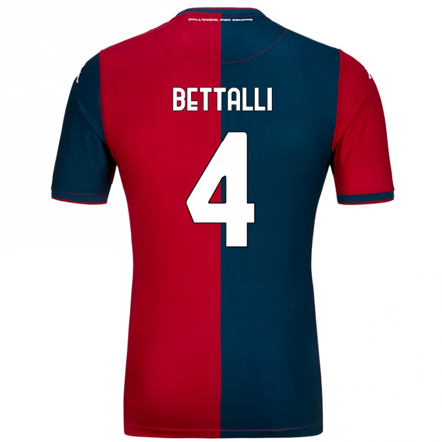 キッズフットボールGiorgia Bettalli#4赤 ダークブルーホームシャツ2024/25ジャージーユニフォーム