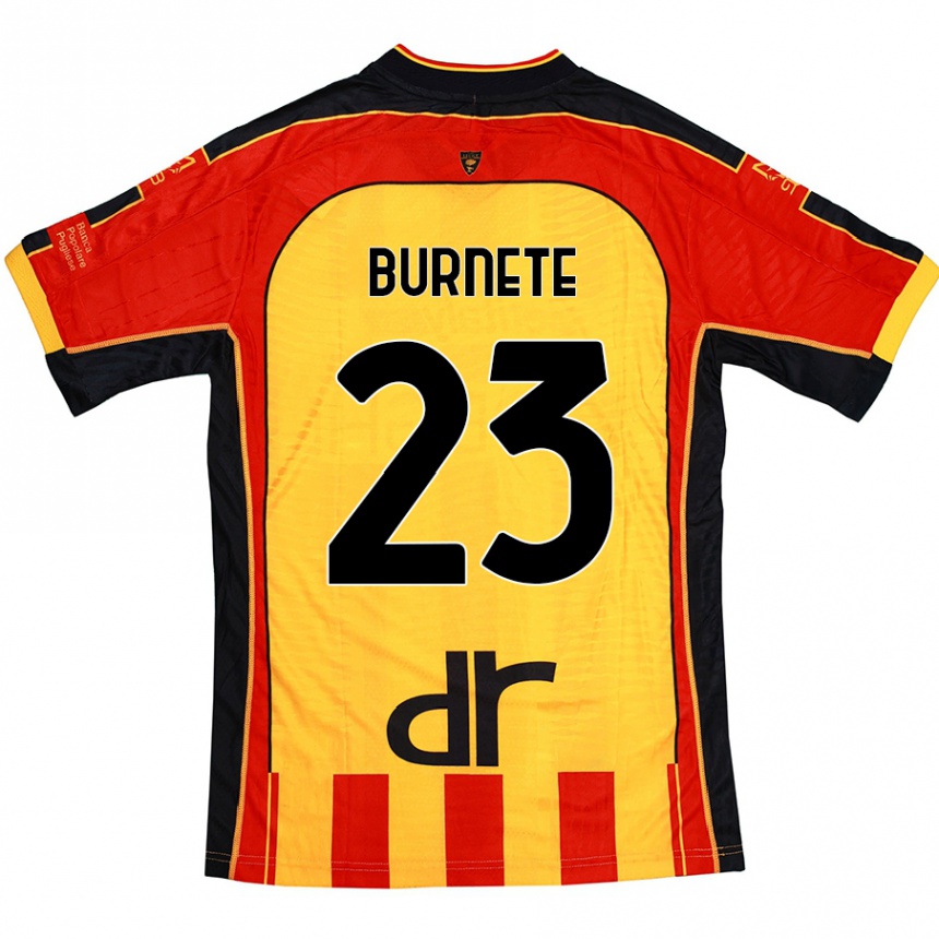 キッズフットボールRareș Burnete#23黄 赤ホームシャツ2024/25ジャージーユニフォーム