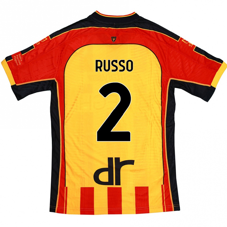 キッズフットボールLuca Russo#2黄 赤ホームシャツ2024/25ジャージーユニフォーム