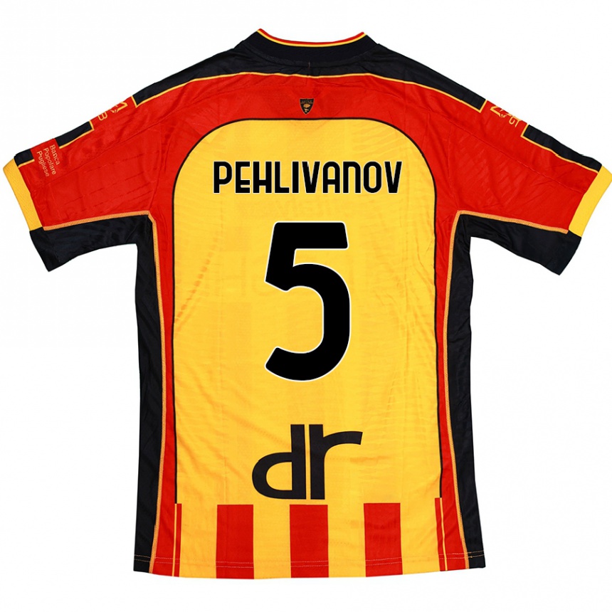 キッズフットボールCristian Pehlivanov#5黄 赤ホームシャツ2024/25ジャージーユニフォーム