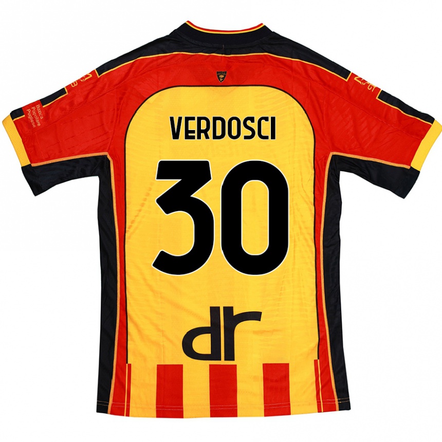 キッズフットボールSimone Verdosci#30黄 赤ホームシャツ2024/25ジャージーユニフォーム