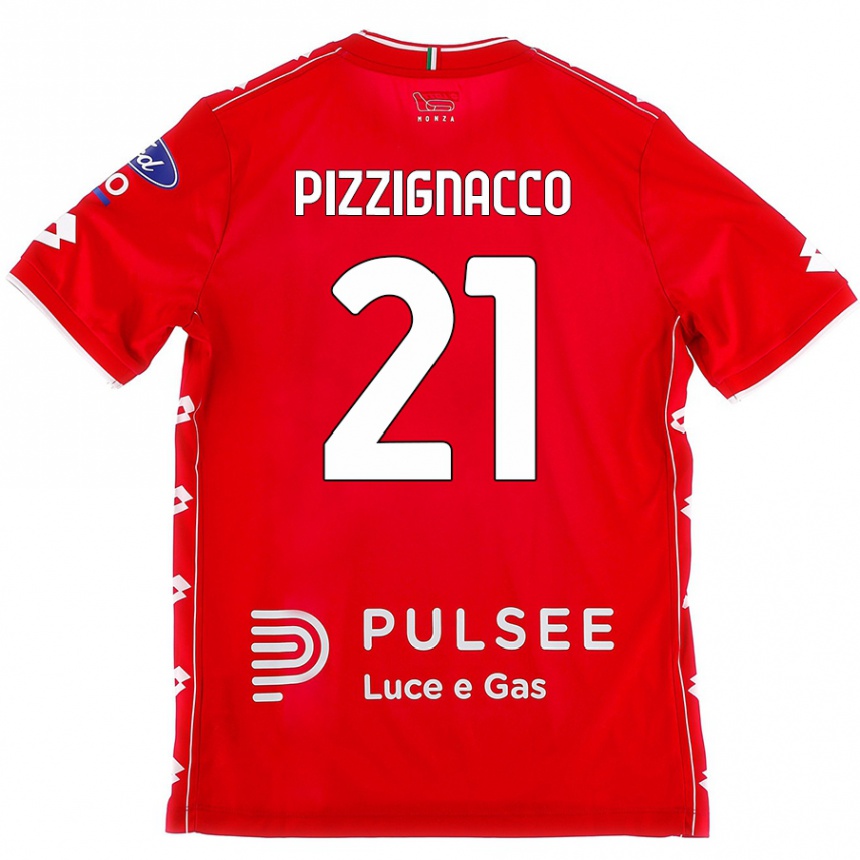 キッズフットボールSemuel Pizzignacco#21赤 白ホームシャツ2024/25ジャージーユニフォーム