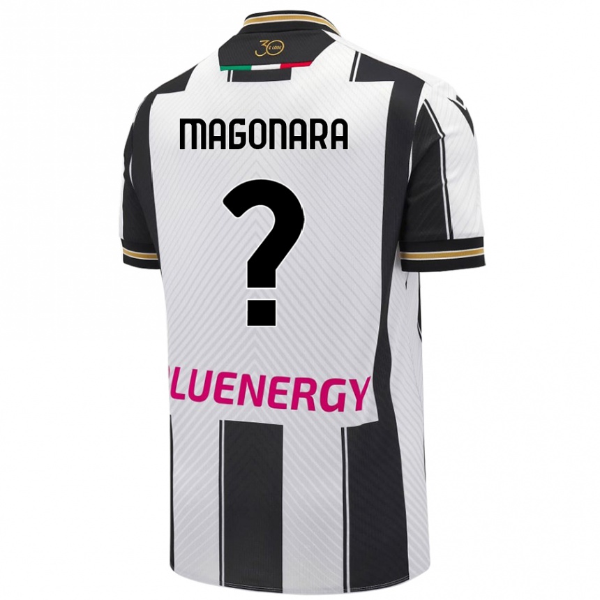 キッズフットボールMatteo Magonara#0白 黒ホームシャツ2024/25ジャージーユニフォーム