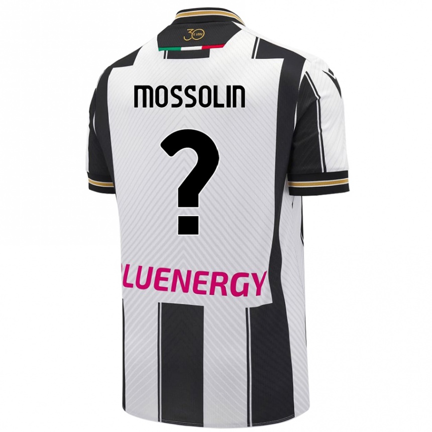 キッズフットボールLorenzo Mossolin#0白 黒ホームシャツ2024/25ジャージーユニフォーム