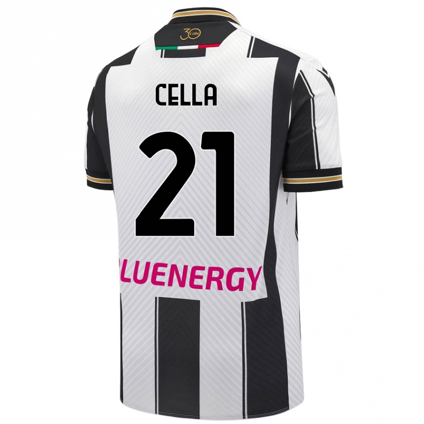 キッズフットボールLeonardo Cella#21白 黒ホームシャツ2024/25ジャージーユニフォーム