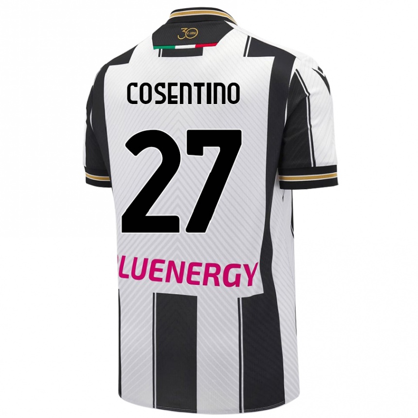 キッズフットボールSergio Cosentino#27白 黒ホームシャツ2024/25ジャージーユニフォーム