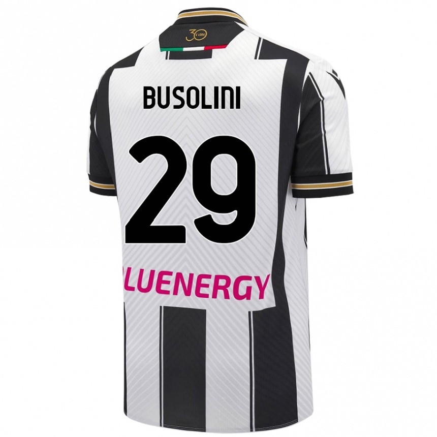 キッズフットボールAlessandro Busolini#29白 黒ホームシャツ2024/25ジャージーユニフォーム