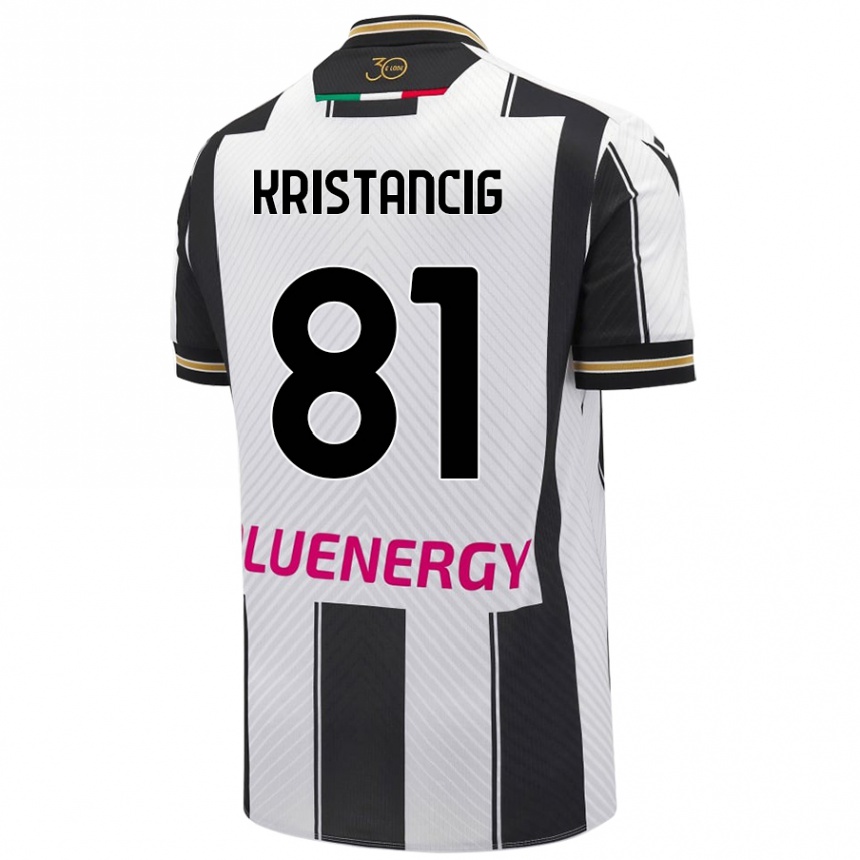 キッズフットボールLuca Kristancig#81白 黒ホームシャツ2024/25ジャージーユニフォーム