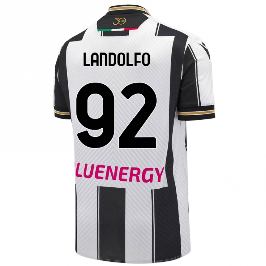 キッズフットボールTommaso Landolfo#92白 黒ホームシャツ2024/25ジャージーユニフォーム