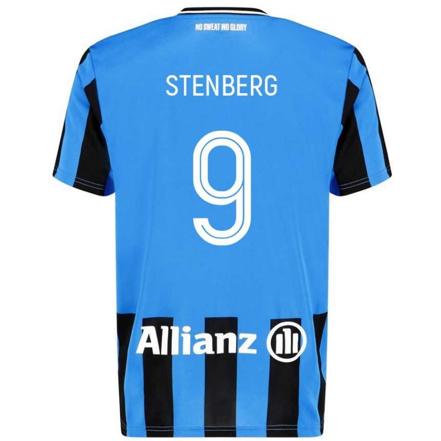 キッズフットボールHanna Stenberg#9スカイブルー ブラックホームシャツ2024/25ジャージーユニフォーム