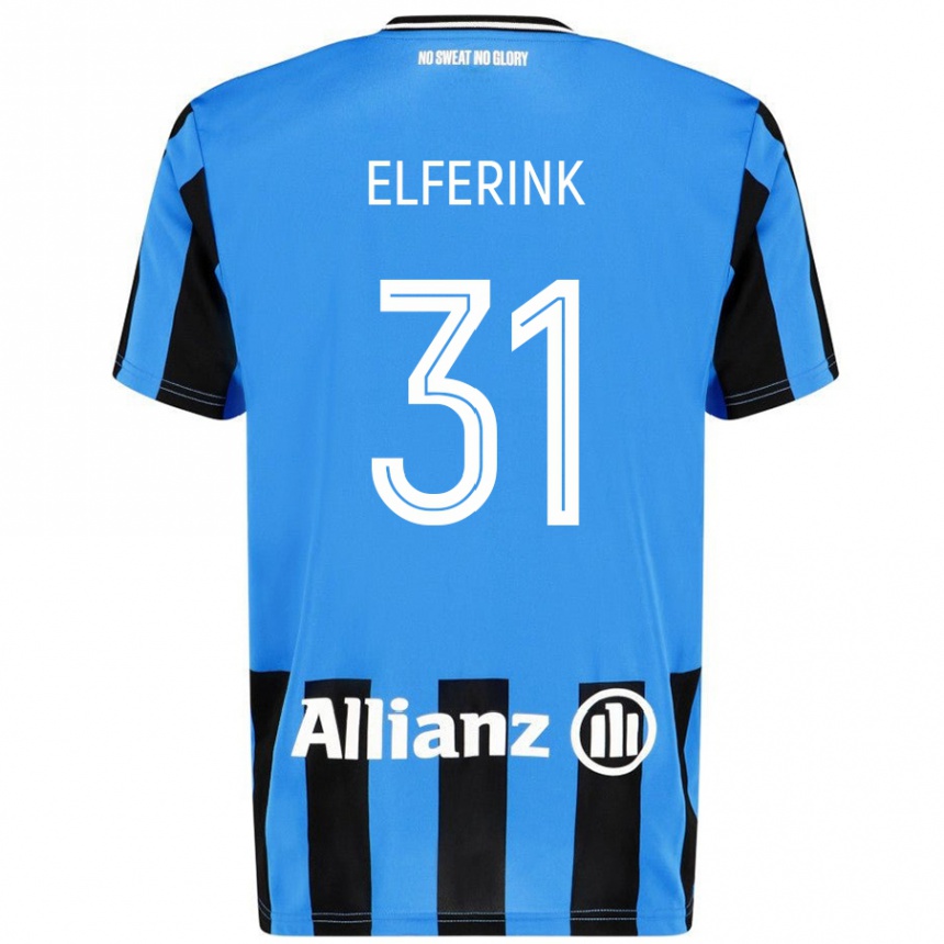 キッズフットボールMarie Elferink#31スカイブルー ブラックホームシャツ2024/25ジャージーユニフォーム