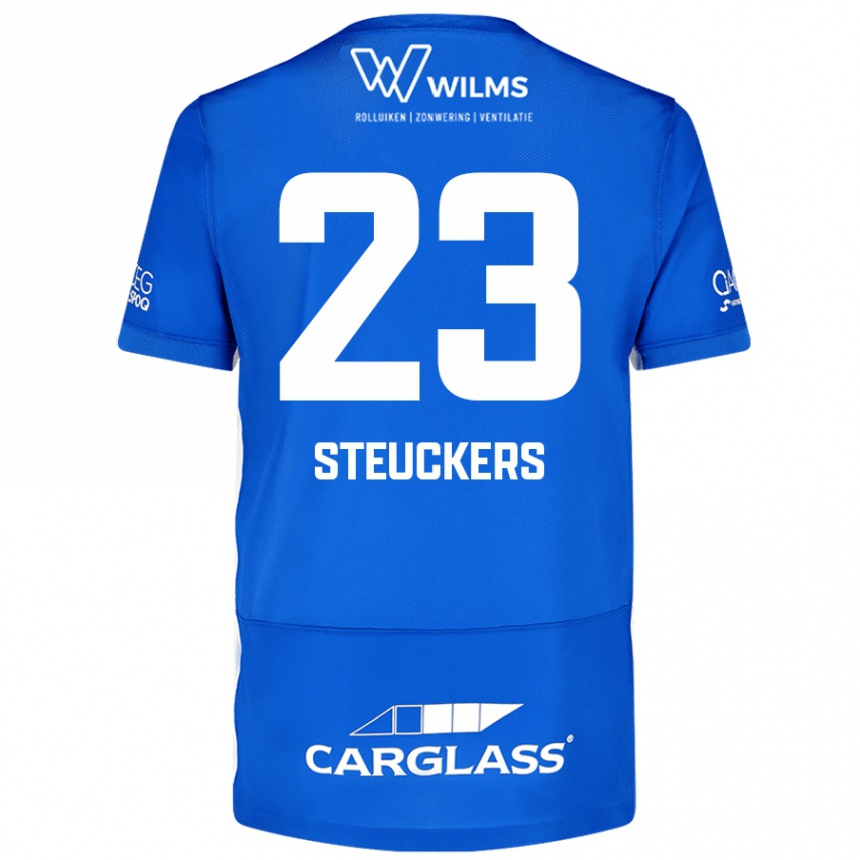 キッズフットボールJarne Steuckers#23青ホームシャツ2024/25ジャージーユニフォーム