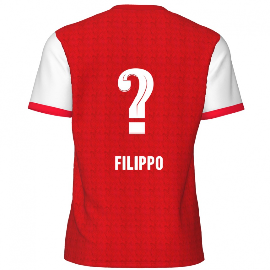 キッズフットボールNiels Filippo#0赤 白ホームシャツ2024/25ジャージーユニフォーム