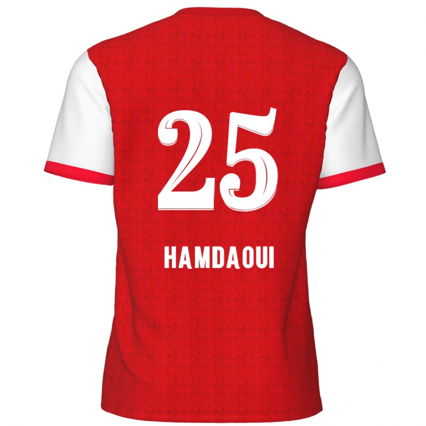 キッズフットボールYoussef Hamdaoui#25赤 白ホームシャツ2024/25ジャージーユニフォーム