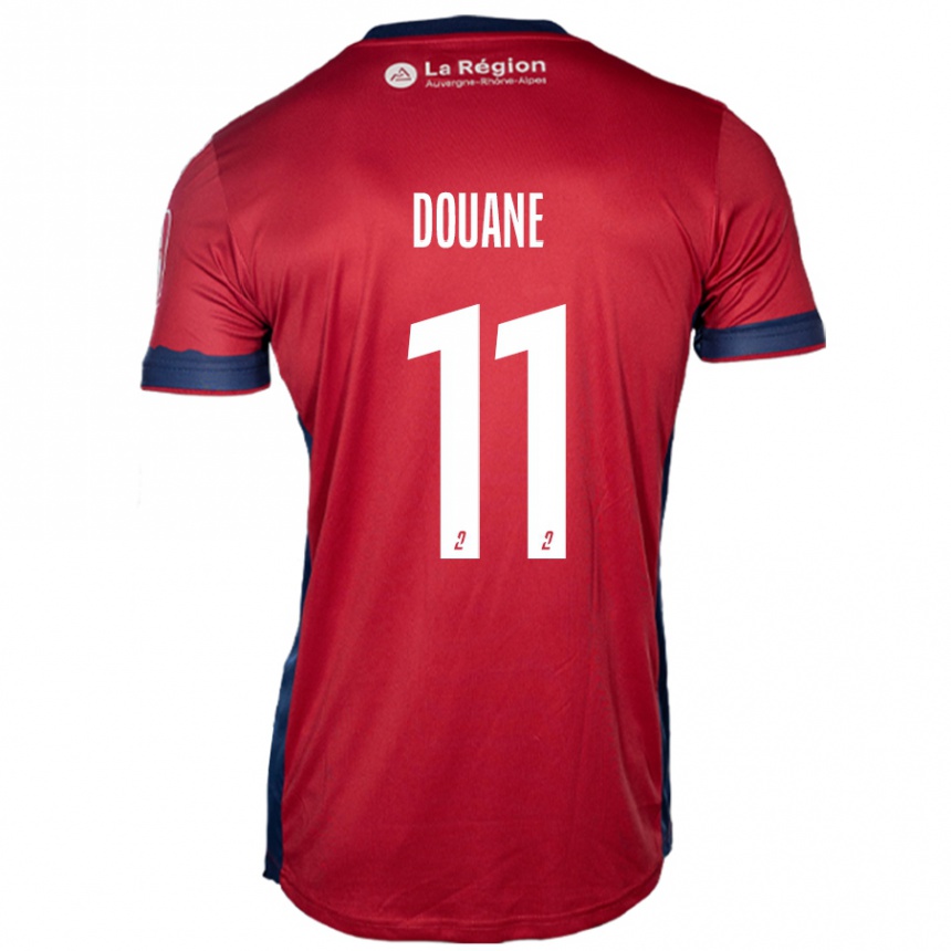 キッズフットボールMaïdine Douane#11ライトバーガンディホームシャツ2024/25ジャージーユニフォーム