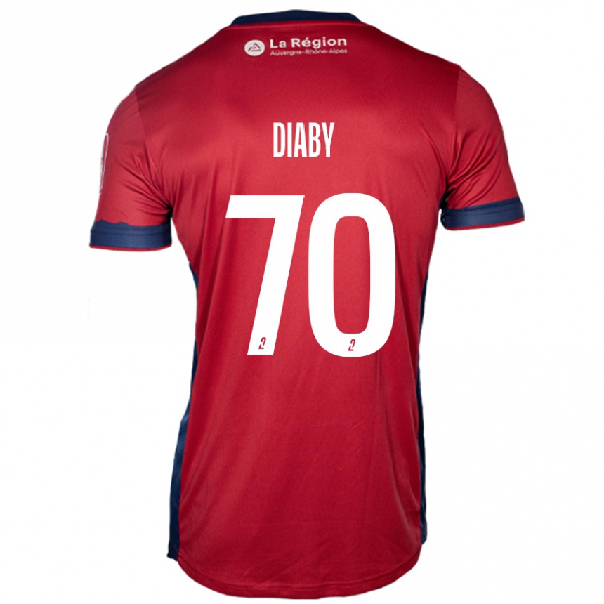 キッズフットボールYadaly Diaby#70ライトバーガンディホームシャツ2024/25ジャージーユニフォーム