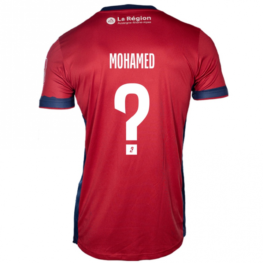 キッズフットボールYassine Mohamed#0ライトバーガンディホームシャツ2024/25ジャージーユニフォーム