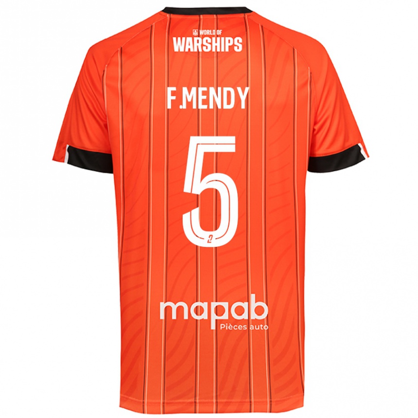 キッズフットボールFormose Mendy#5オレンジホームシャツ2024/25ジャージーユニフォーム