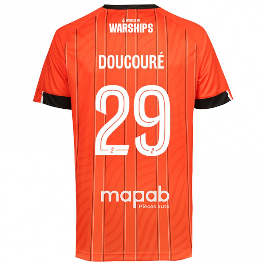 キッズフットボールSiriné Doucouré#29オレンジホームシャツ2024/25ジャージーユニフォーム