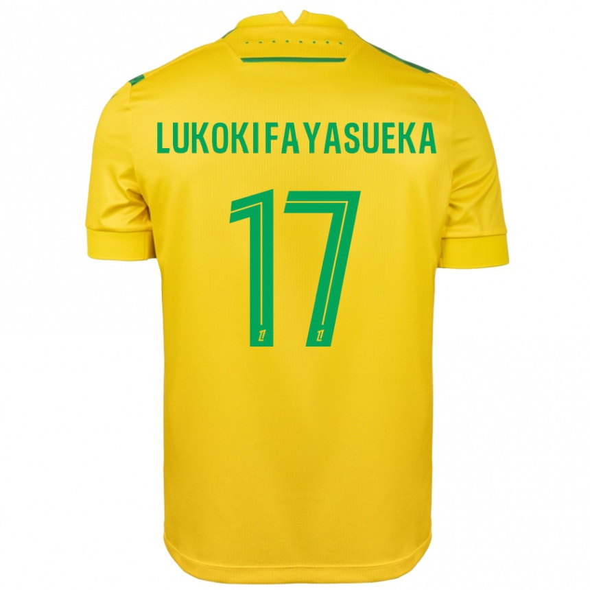 キッズフットボールKévin Lukoki Fayasueka#17黄緑ホームシャツ2024/25ジャージーユニフォーム