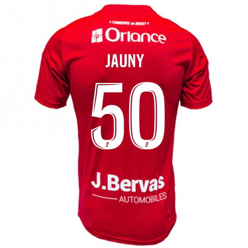 キッズフットボールNoah Jauny#50赤 白ホームシャツ2024/25ジャージーユニフォーム