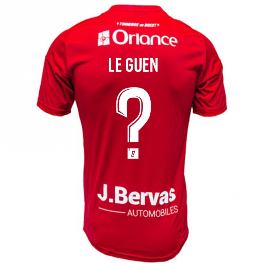 キッズフットボールRaphaël Le Guen#0赤 白ホームシャツ2024/25ジャージーユニフォーム