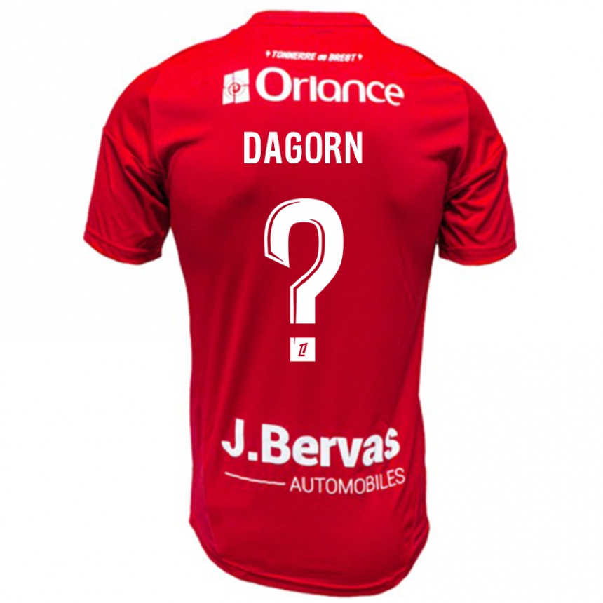 キッズフットボールMaxime Dagorn#0赤 白ホームシャツ2024/25ジャージーユニフォーム