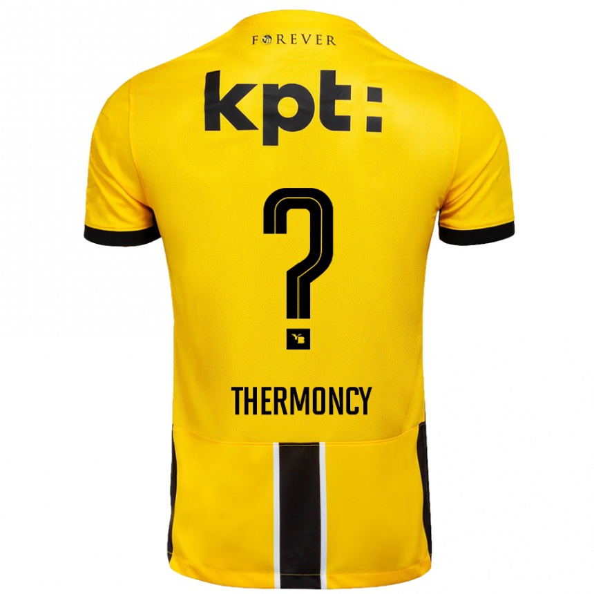 キッズフットボールKeeto Thermoncy#0黄 黒ホームシャツ2024/25ジャージーユニフォーム