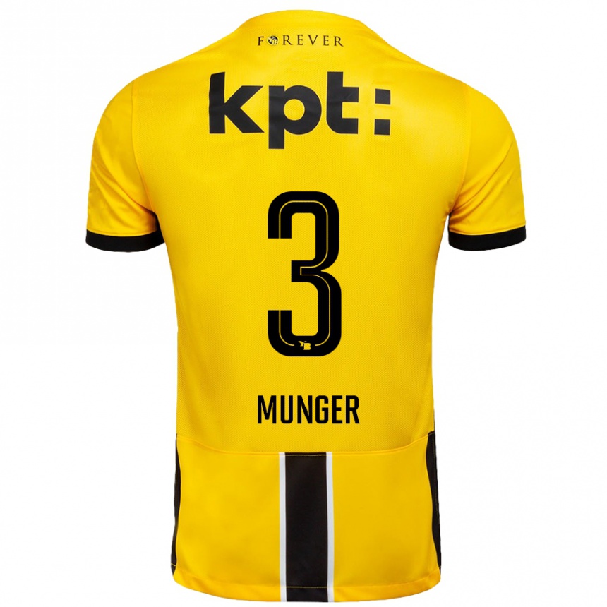 キッズフットボールNoa Münger#3黄 黒ホームシャツ2024/25ジャージーユニフォーム