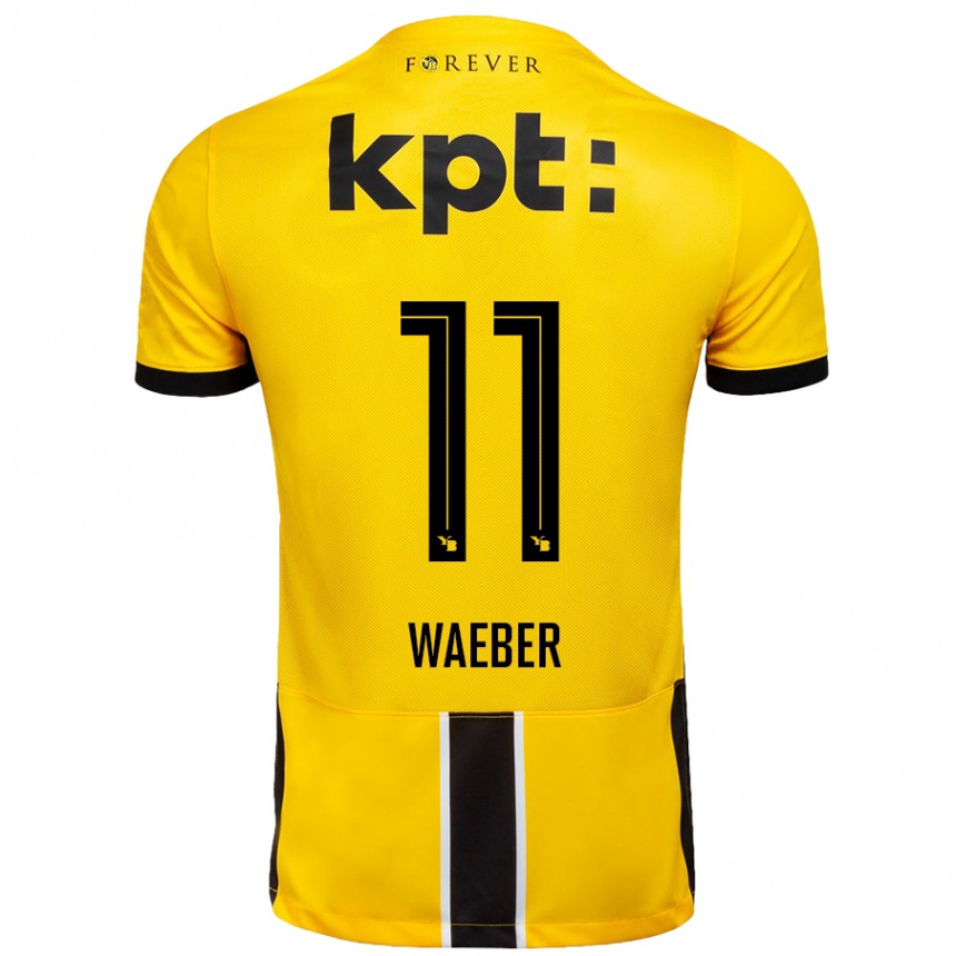 キッズフットボールStéphanie Waeber#11黄 黒ホームシャツ2024/25ジャージーユニフォーム