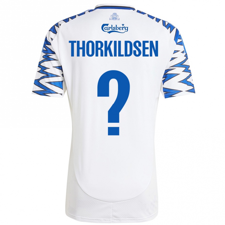 キッズフットボールElias Thorkildsen#0白 空 青ホームシャツ2024/25ジャージーユニフォーム