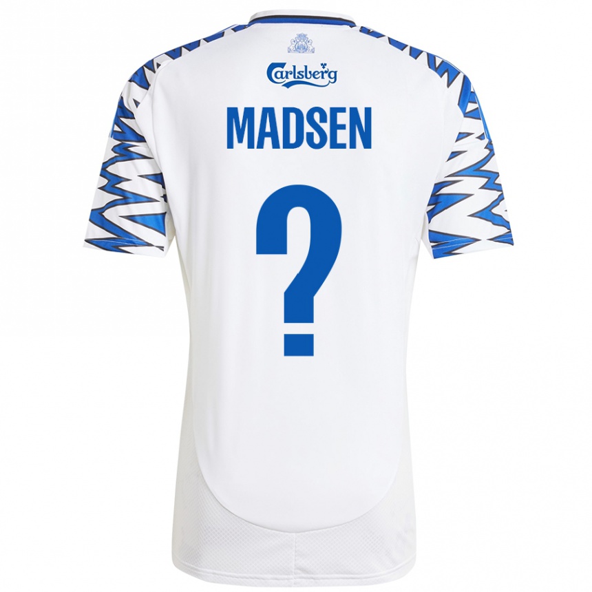 キッズフットボールNoah Madsen#0白 空 青ホームシャツ2024/25ジャージーユニフォーム