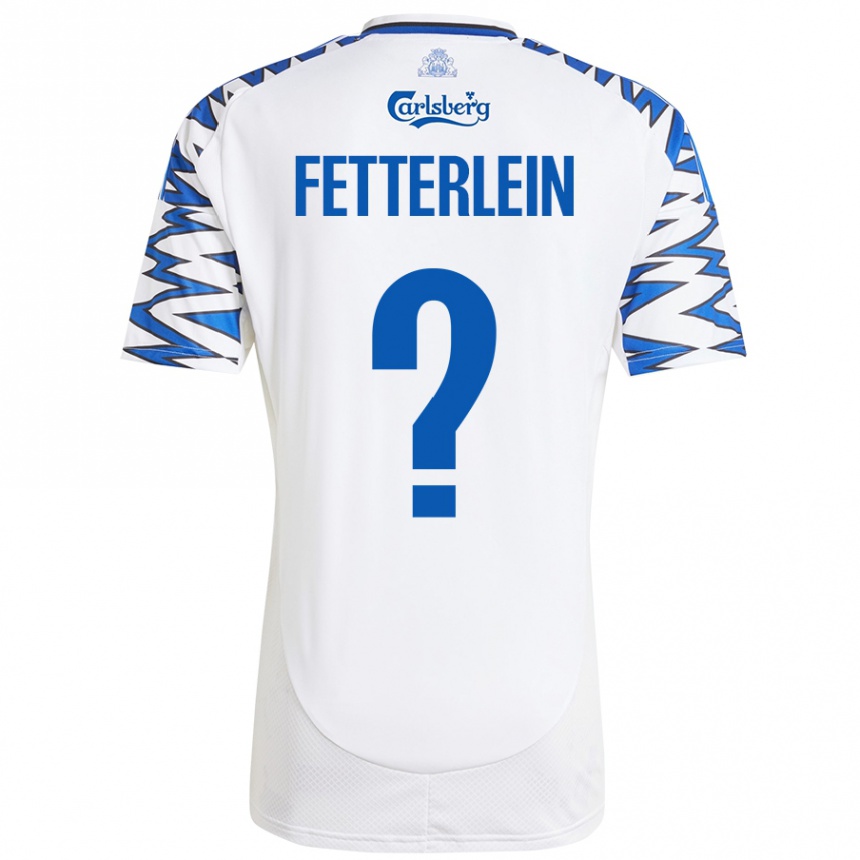 キッズフットボールSean Fetterlein#0白 空 青ホームシャツ2024/25ジャージーユニフォーム