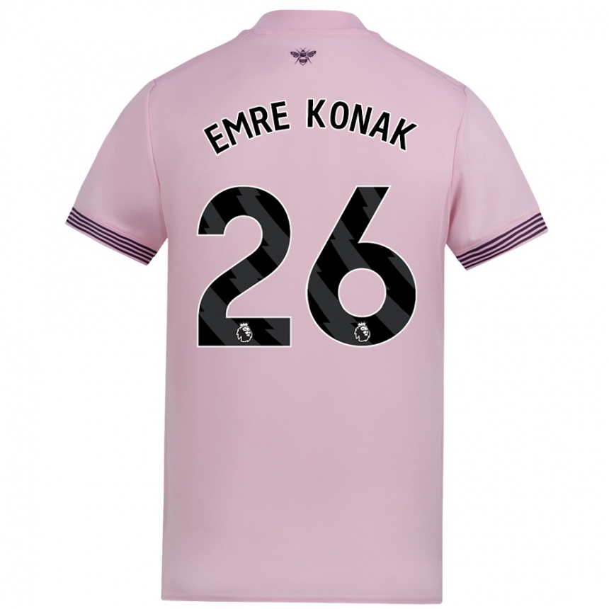 キッズフットボールYunus Emre Konak#26ピンクアウェイシャツ2024/25ジャージーユニフォーム