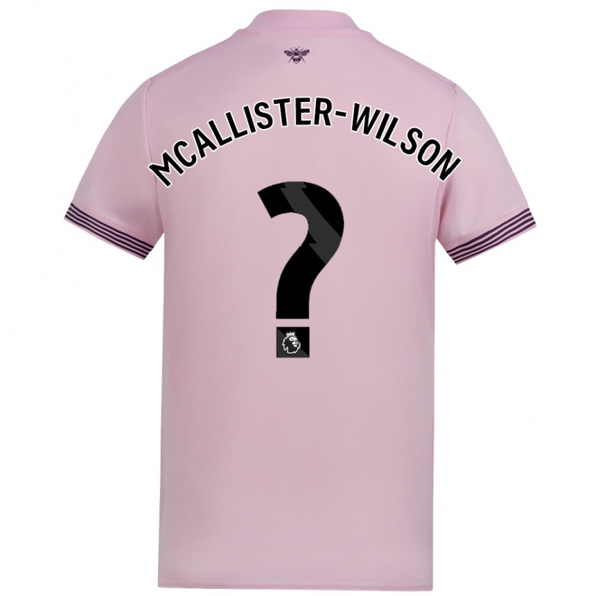 キッズフットボールZack Mcallister-Wilson#0ピンクアウェイシャツ2024/25ジャージーユニフォーム