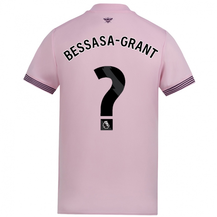 キッズフットボールMekhai Bessasa-Grant#0ピンクアウェイシャツ2024/25ジャージーユニフォーム