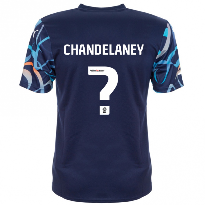 キッズフットボールYulan Chandelaney#0ネイビーブルーアウェイシャツ2024/25ジャージーユニフォーム