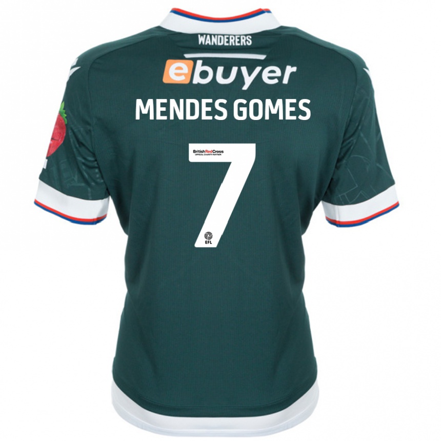 キッズフットボールCarlos Mendes#7ダークグリーンアウェイシャツ2024/25ジャージーユニフォーム