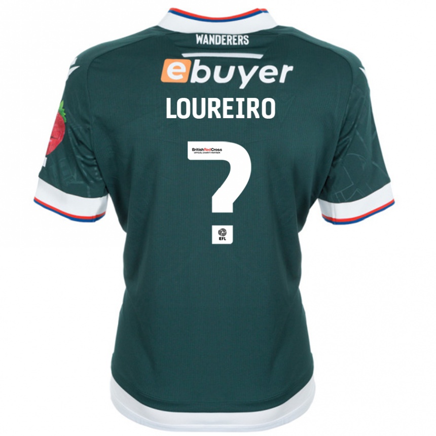 キッズフットボールGiovanni Loureiro#0ダークグリーンアウェイシャツ2024/25ジャージーユニフォーム