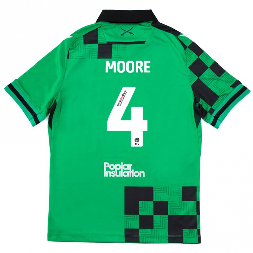 キッズフットボールTaylor Moore#4グリーンブラックアウェイシャツ2024/25ジャージーユニフォーム