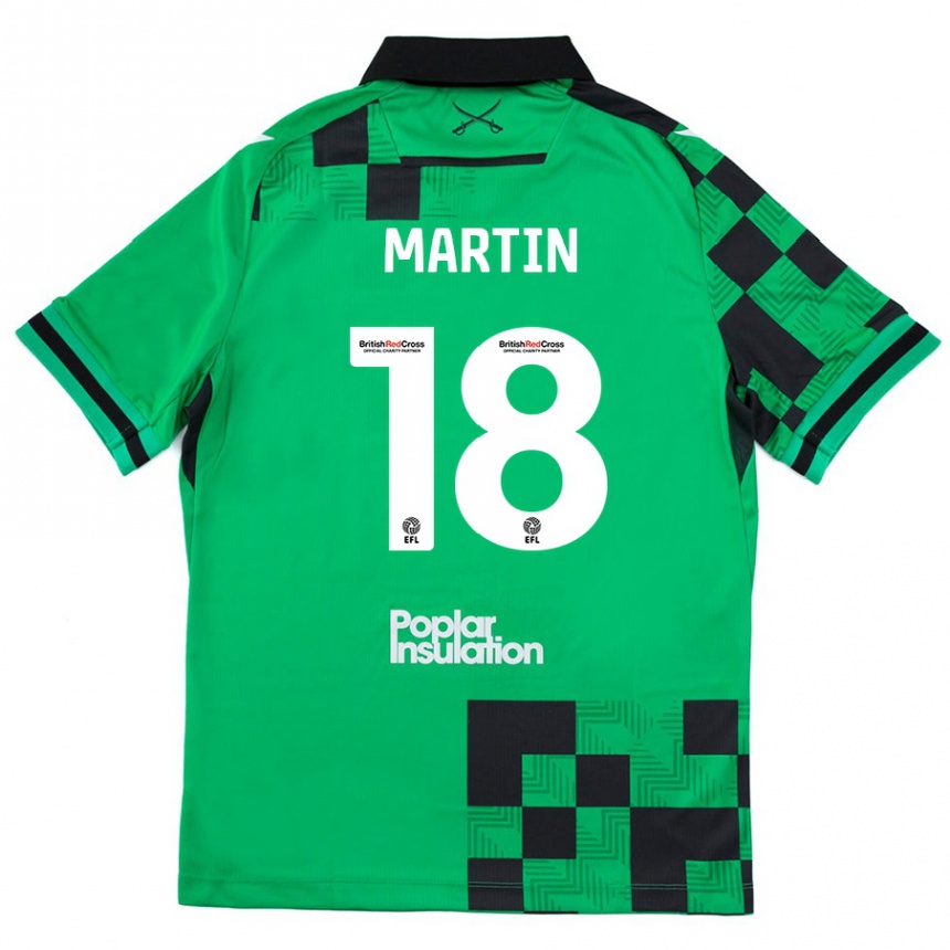 キッズフットボールChris Martin#18グリーンブラックアウェイシャツ2024/25ジャージーユニフォーム