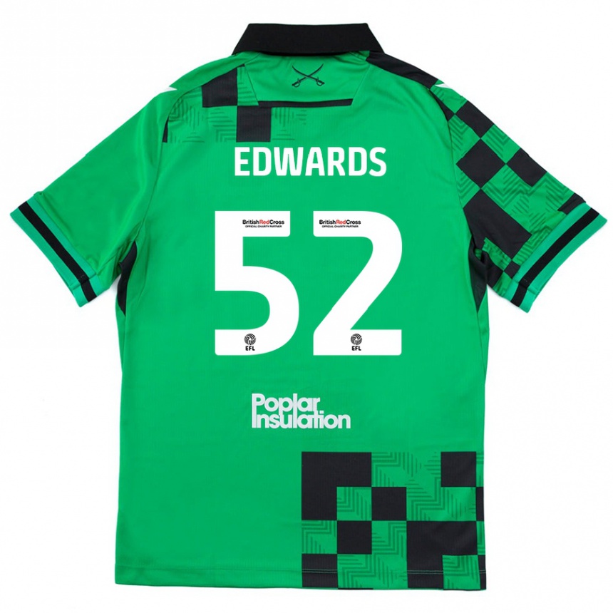 キッズフットボールMax Edwards#52グリーンブラックアウェイシャツ2024/25ジャージーユニフォーム