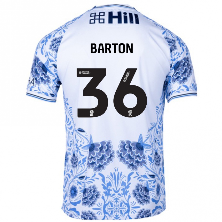 キッズフットボールDan Barton#36ホワイト ブルーアウェイシャツ2024/25ジャージーユニフォーム