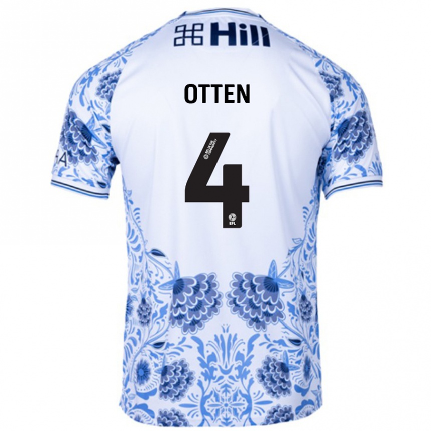 キッズフットボールGisela Otten#4ホワイト ブルーアウェイシャツ2024/25ジャージーユニフォーム