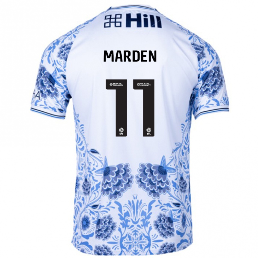 キッズフットボールElla Marden#11ホワイト ブルーアウェイシャツ2024/25ジャージーユニフォーム