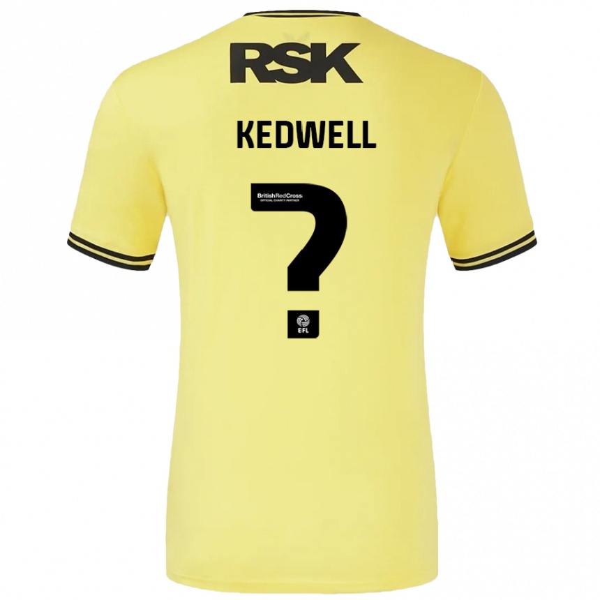 キッズフットボールHarvey Kedwell#0黄 黒アウェイシャツ2024/25ジャージーユニフォーム