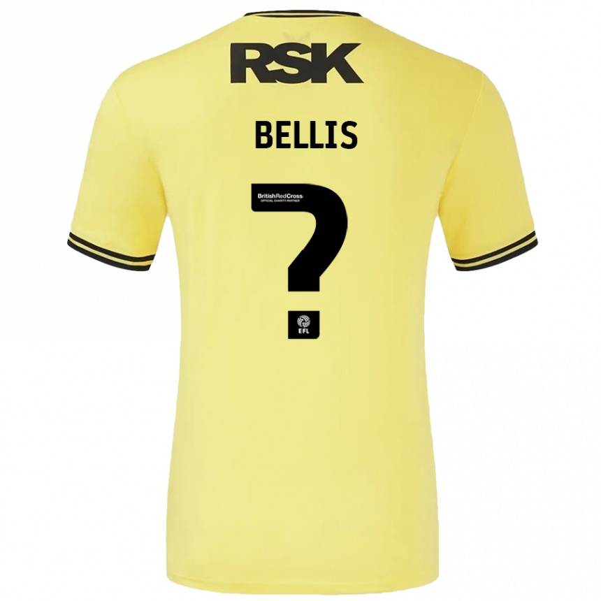 キッズフットボールReece Bellis#0黄 黒アウェイシャツ2024/25ジャージーユニフォーム