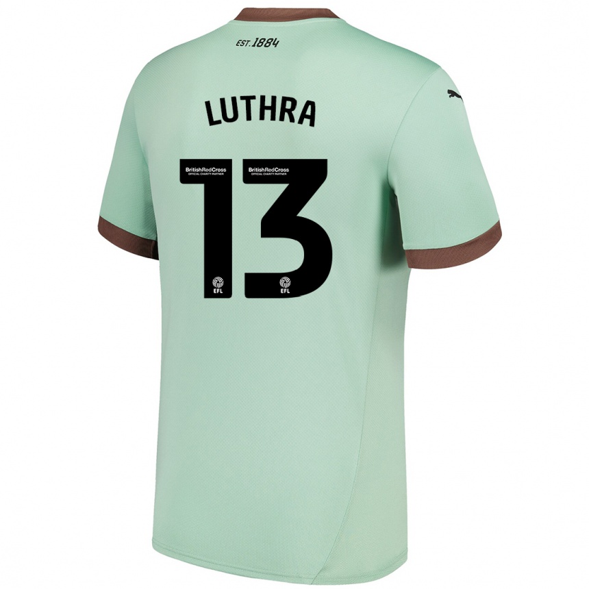 キッズフットボールRohan Luthra#13淡い緑アウェイシャツ2024/25ジャージーユニフォーム